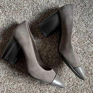 Nine West Elegant Gray Block Heel Pumps 8.5